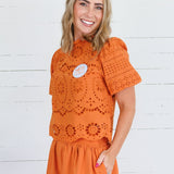 Shug Ginger Eyelet Crop Top Polagram