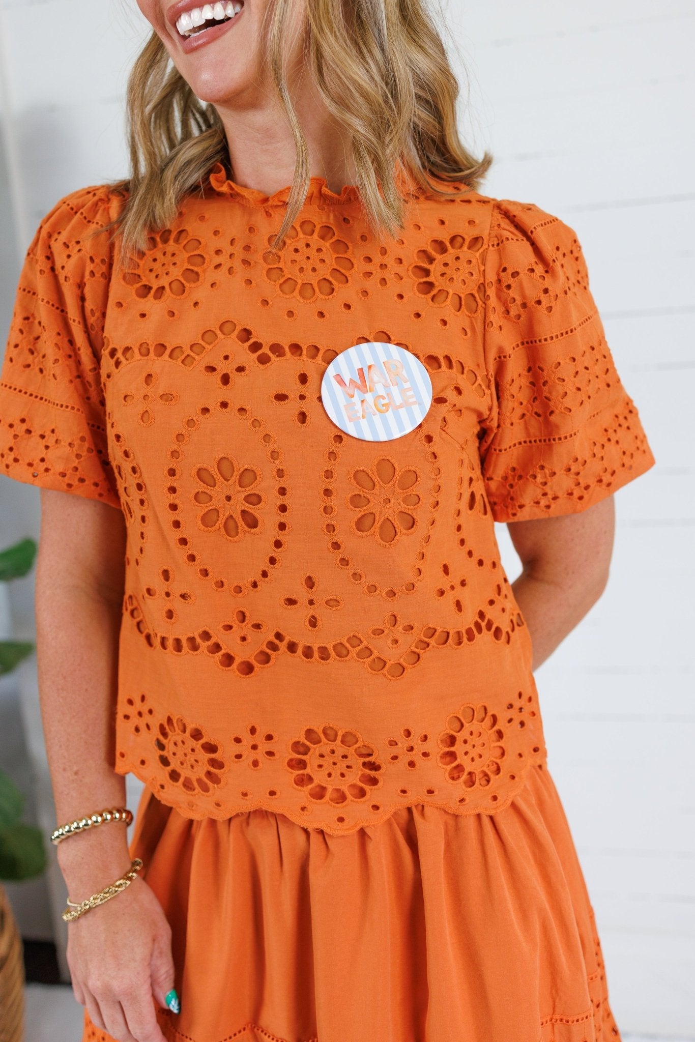 Shug Ginger Eyelet Crop Top Polagram