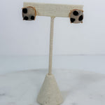 Sicily Square White + Navy Tortoise Stud Earrings