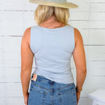Sidney Light Blue Knit Sleeveless Top Mod Ref