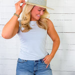 Sidney Light Blue Knit Sleeveless Top Mod Ref