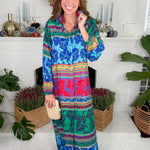 Sienne Blue Turquoise Midi Dress Briton Court