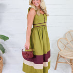 Simone Martini Olive Maxi Dress