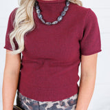 Skinner Merlot Short Sleeve Sweater Entro