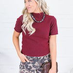Skinner Merlot Short Sleeve Sweater Entro