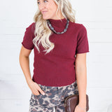 Skinner Merlot Short Sleeve Sweater Entro