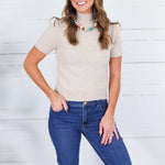 Skinner Oatmeal Short Sleeve Sweater Entro