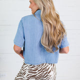 Skylar Relaxed Cropped Denim Shirt The Korner