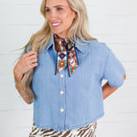 Skylar Relaxed Cropped Denim Shirt The Korner