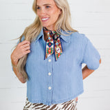 Skylar Relaxed Cropped Denim Shirt The Korner