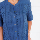 Songer Navy Eyelet Button Top Current Air 