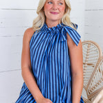 Sophia Navy + Sky  Stripe Midi Dress
