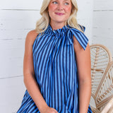 Sophia Navy + Sky  Stripe Midi Dress