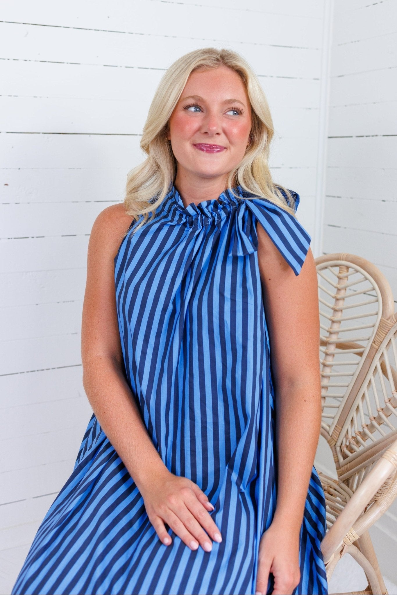 Sophia Navy + Sky  Stripe Midi Dress