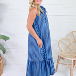 Sophia Navy + Sky  Stripe Midi Dress