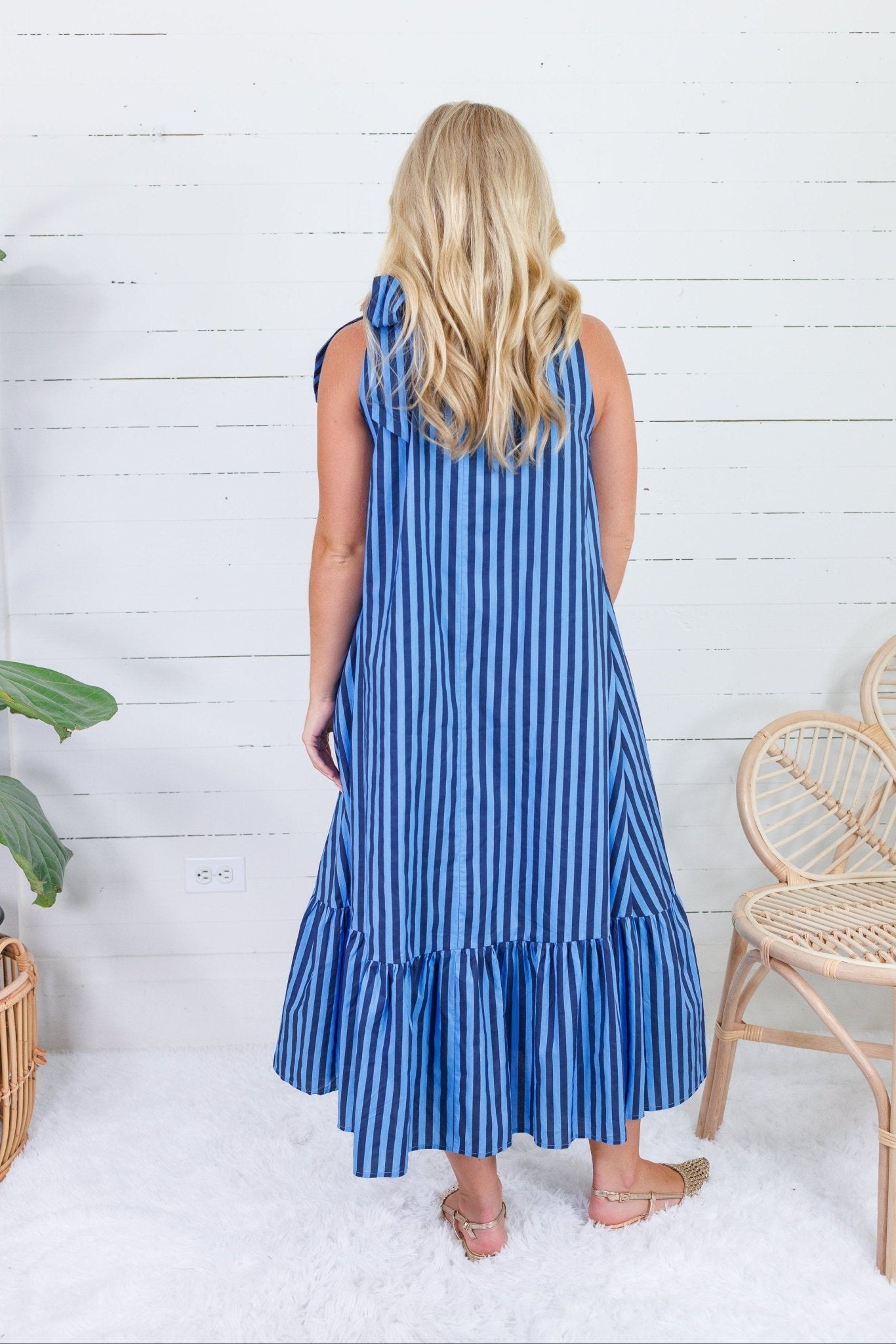 Sophia Navy + Sky  Stripe Midi Dress