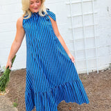 Sophia Navy + Sky  Stripe Midi Dress
