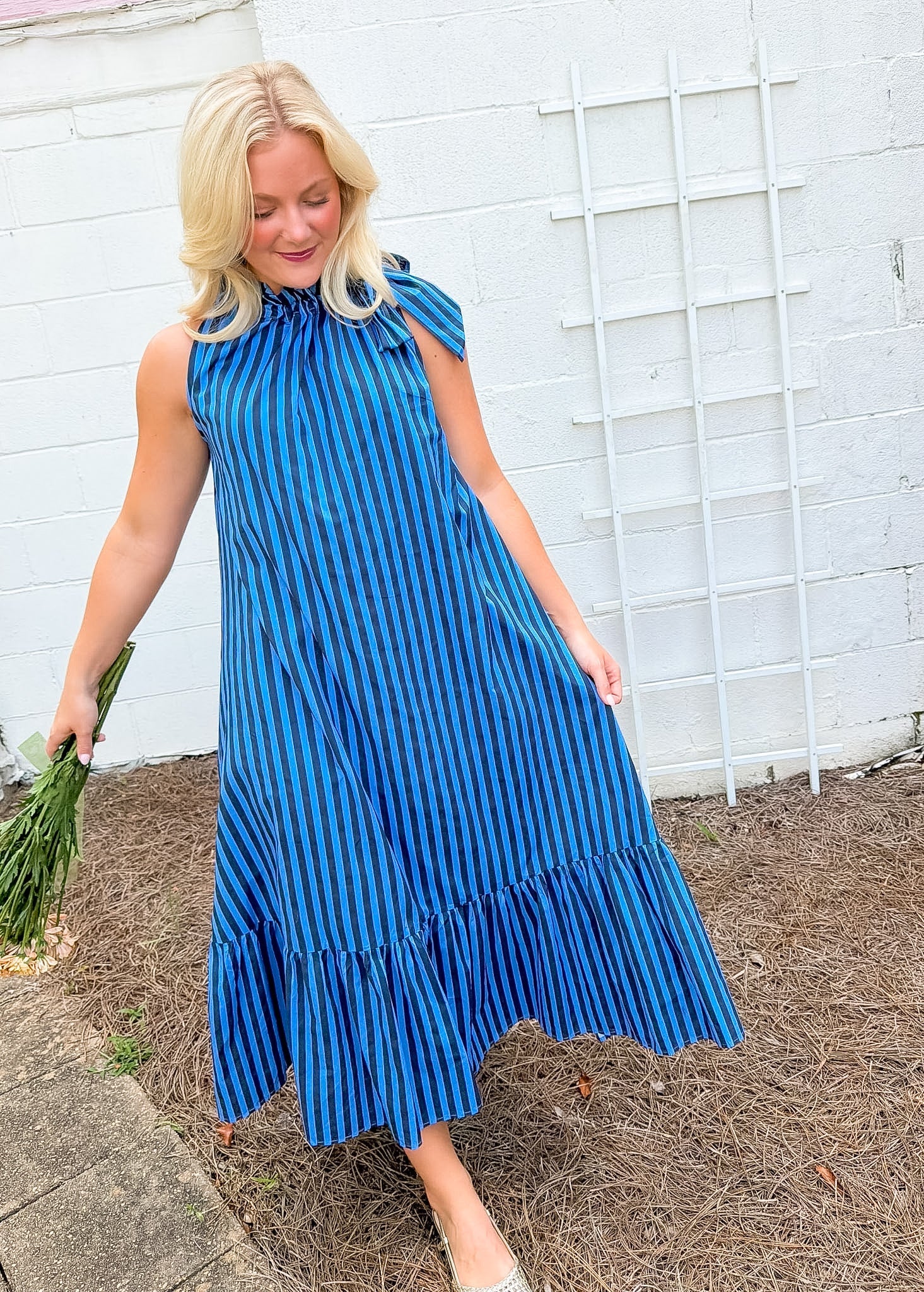 Sophia Navy + Sky  Stripe Midi Dress