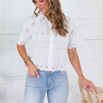 Southall White Embroidered Top THML