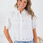 Southall White Embroidered Top THML