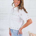 Southall White Embroidered Top THML