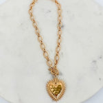 Spiked Heart Gold Chunky Chain Necklace - A3 Accessories - Jewelry - Clover + Bee