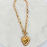 Spiked Heart Gold Chunky Chain Necklace - A3 Accessories - Jewelry - Clover + Bee