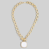 Square Faceted Stone Pendant Toggle Necklace - A3 Accessories - Jewelry - Clover + Bee
