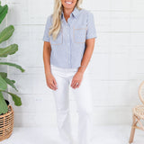 Stella Optic White High Rise Wide Hem Flare Jeans KUT