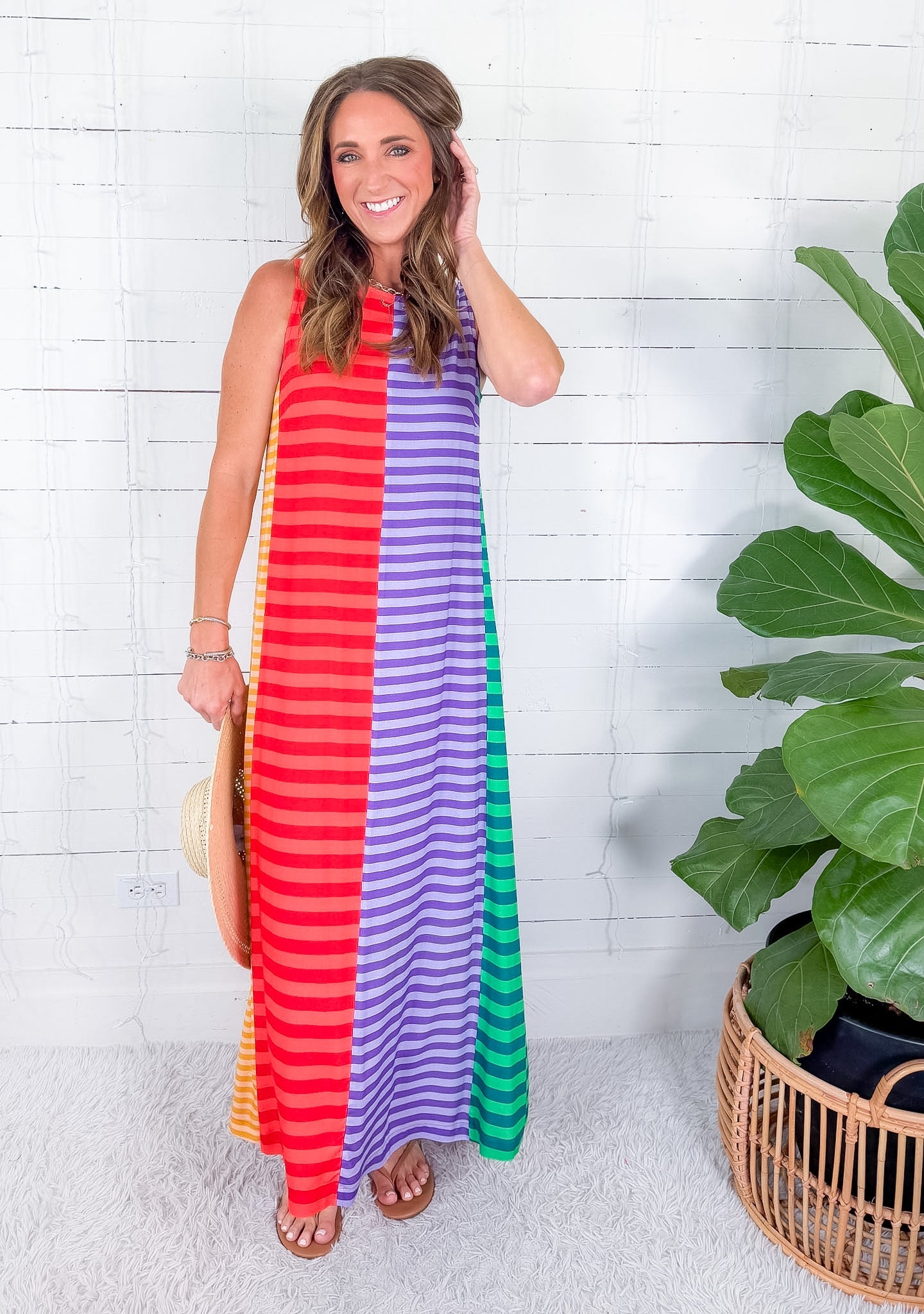 Stephe Multi Stripe Maxi Dress Briton Court