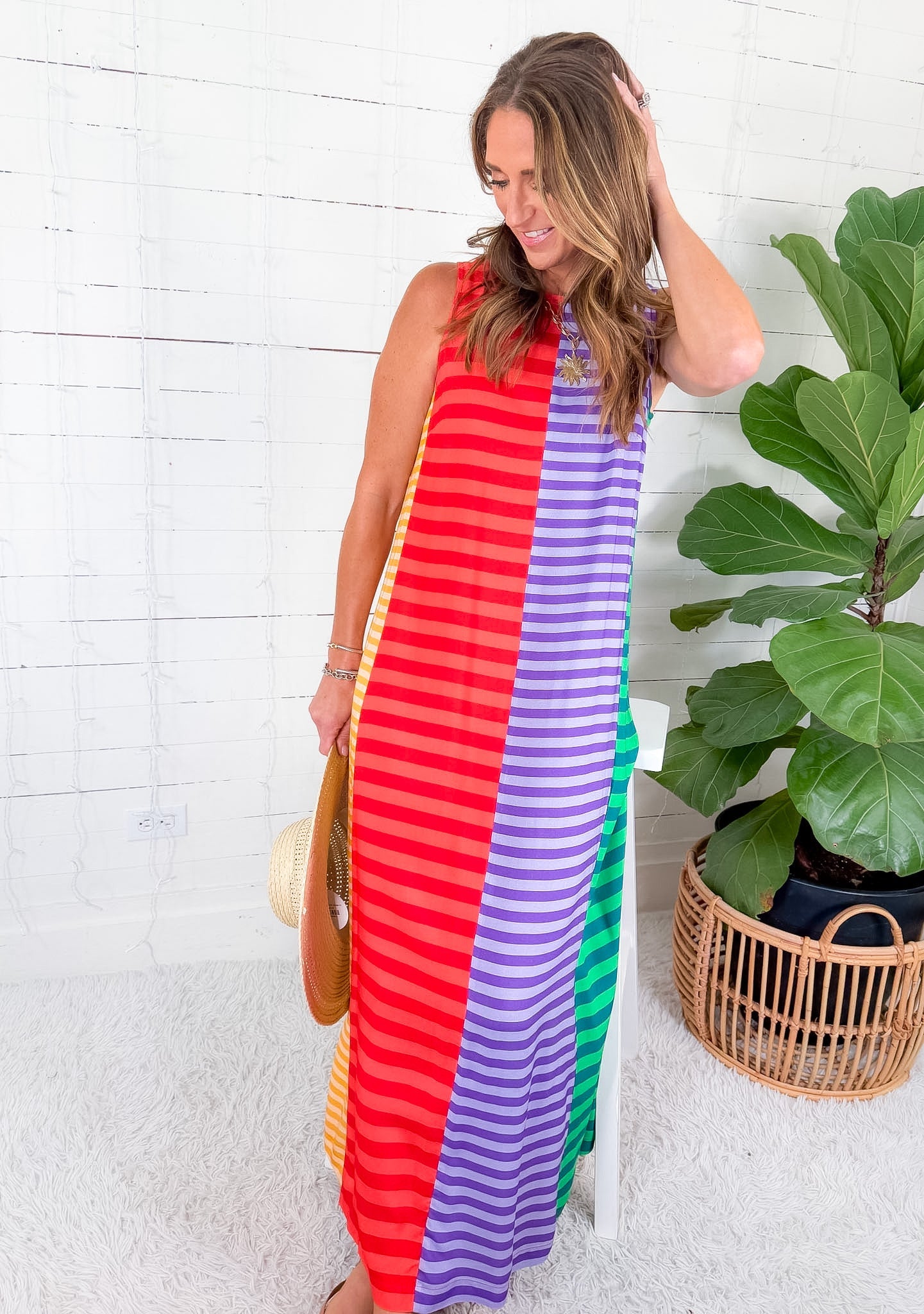 Stephe Multi Stripe Maxi Dress Briton Court