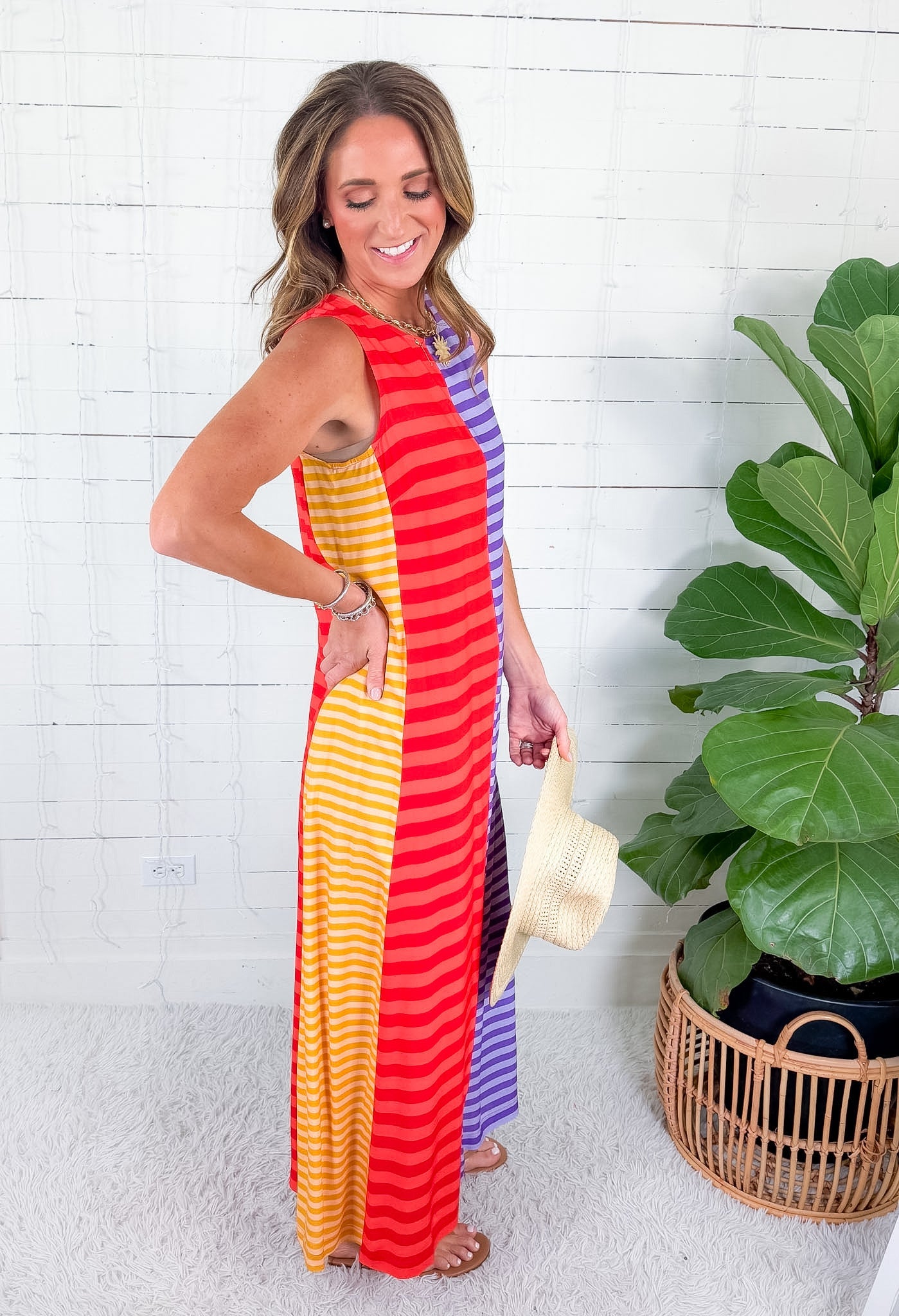 Stephe Multi Stripe Maxi Dress Briton Court