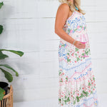 Strawberry Print Tiered Maxi Dress Lalavon