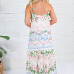 Strawberry Print Tiered Maxi Dress Lalavon