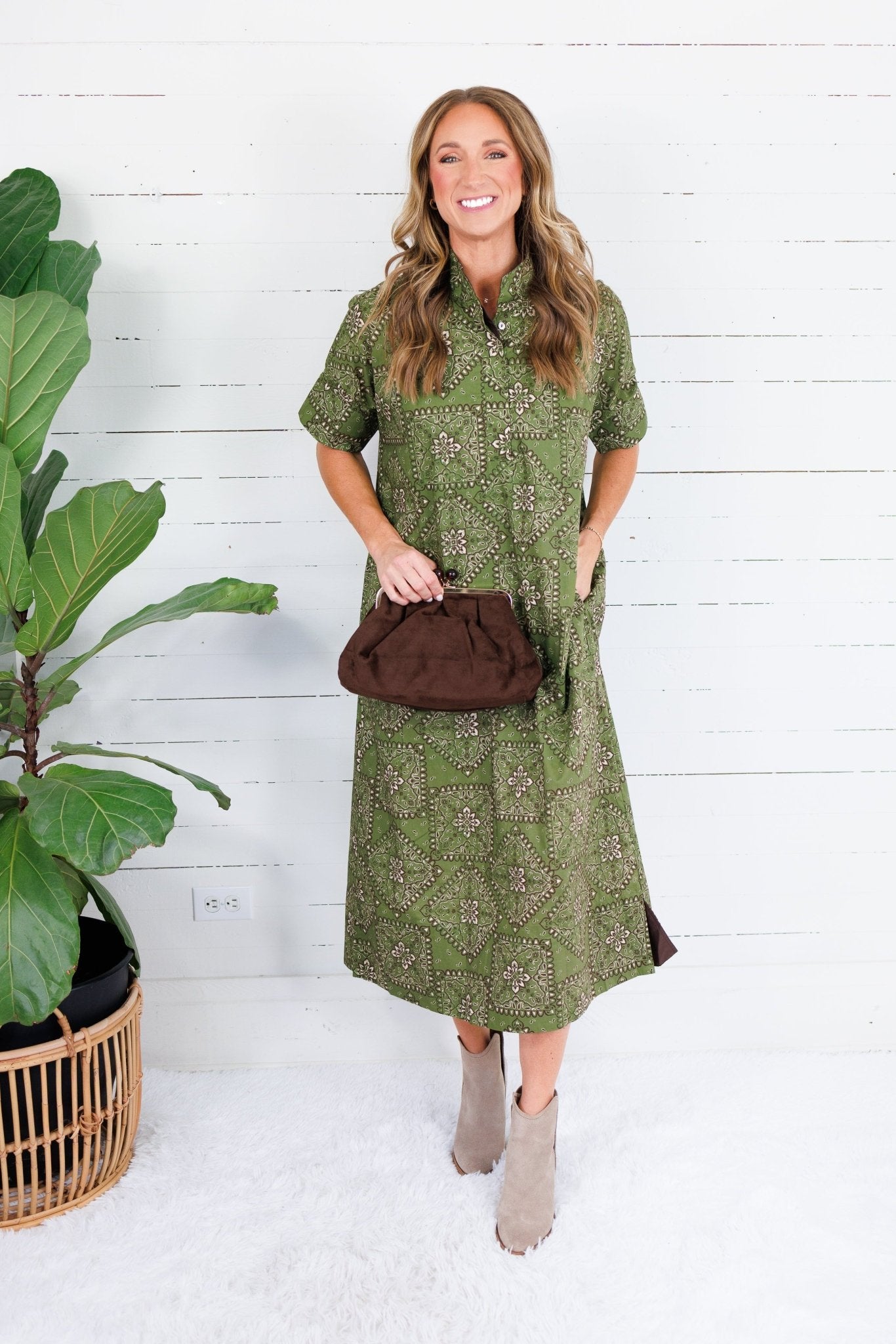 Sullivan Olive Bandana Maxi Dress Entro