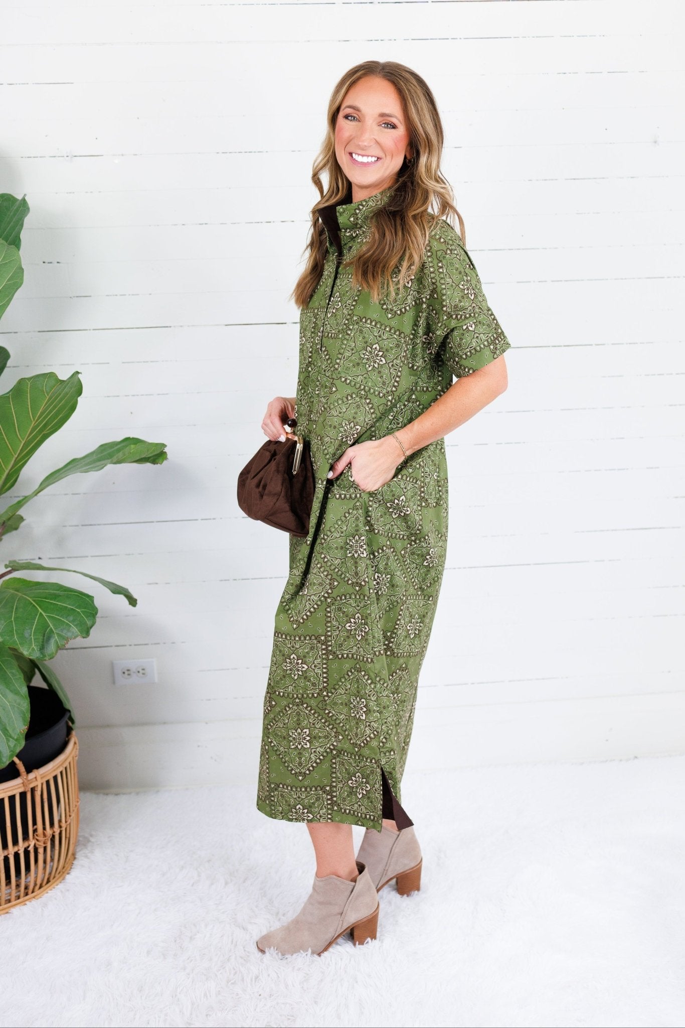Sullivan Olive Bandana Maxi Dress Entro