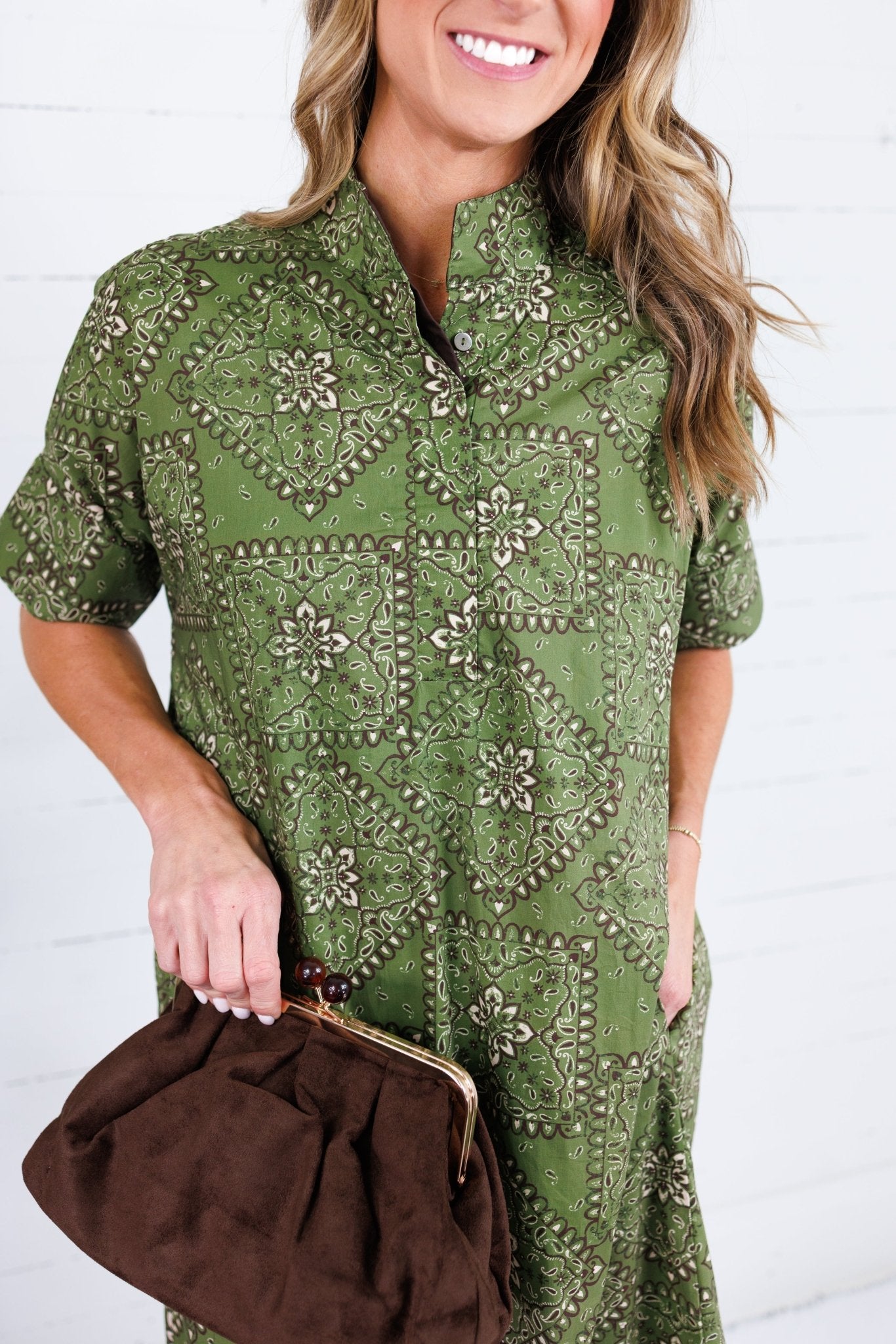 Sullivan Olive Bandana Maxi Dress Entro