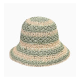 Summer Sage Stripe Straw Bucket Hat - A3 Accessories - miscellanous - Clover + Bee