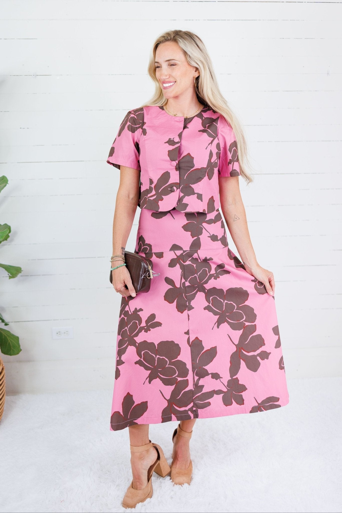 Sumter Pink + Brown Crop Top Entro