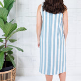 Susanna Teal Stripe Sleeveless Midi Dress