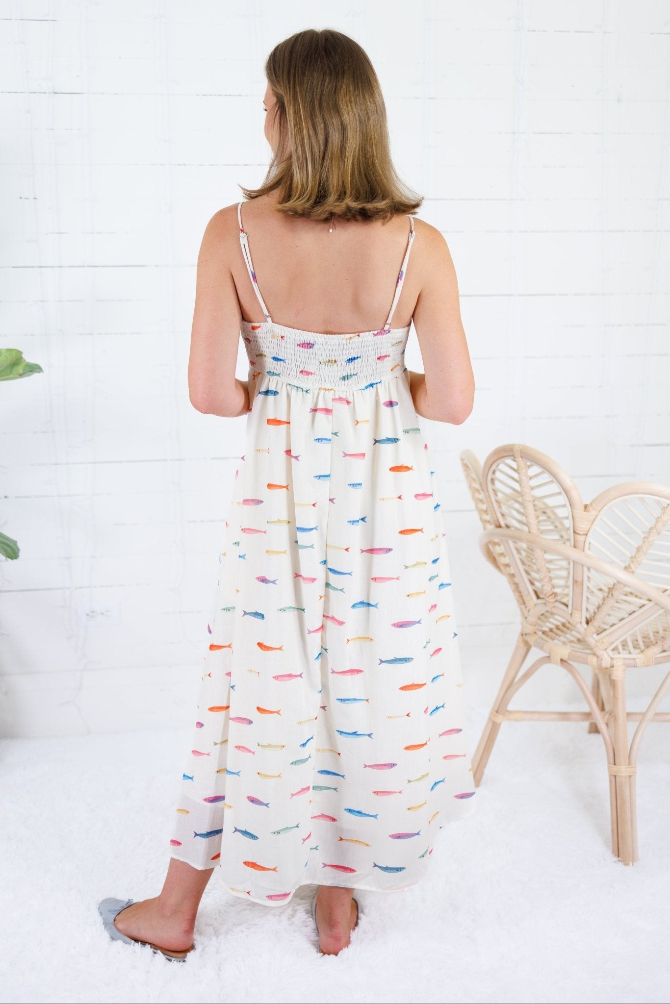 Swimmy Fish Print Maxi Dress