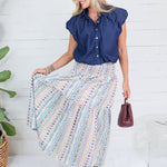 Sylvia French Cottage Floral Tier Maxi Skirt Karlie