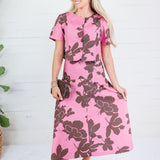 Sylvia Pink + Brown Abstract Skirt Entro
