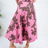 Sylvia Pink + Brown Abstract Skirt Entro