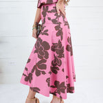 Sylvia Pink + Brown Abstract Skirt Entro