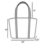 Measurement chart of a handbag with dimensions labeled