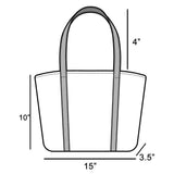 Measurement chart of a handbag with dimensions labeled