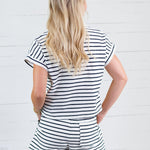 Tailgate Navy Stripe Cap Sleeve Top Elle Grey