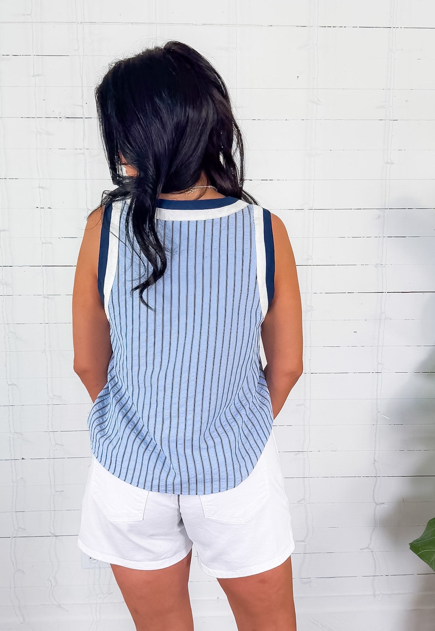 Talley Blue Stripe Sleeveless Top THML 