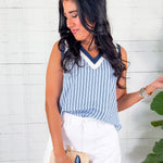 Talley Blue Stripe Sleeveless Top THML 